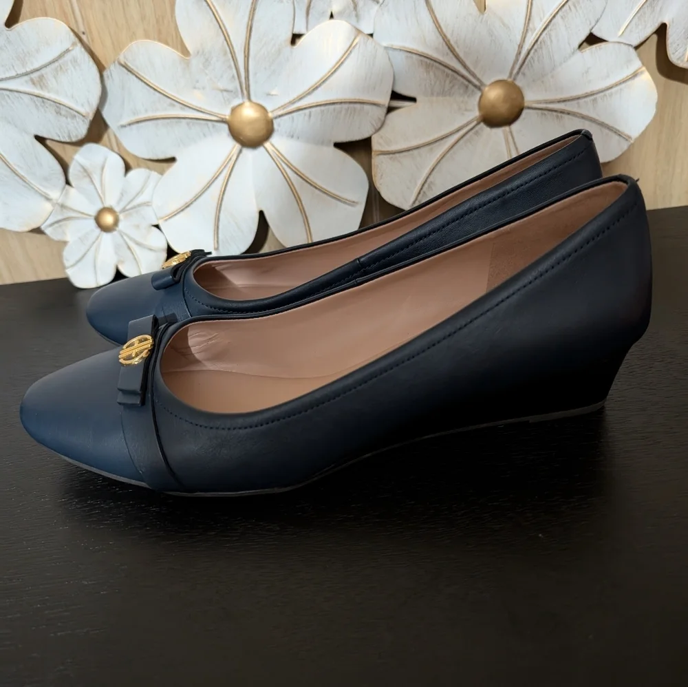 Cole Haan Blue Wedges with Gold Accent - Picture 3 of 4